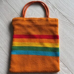 Colorful Striped Knit Tote Bag